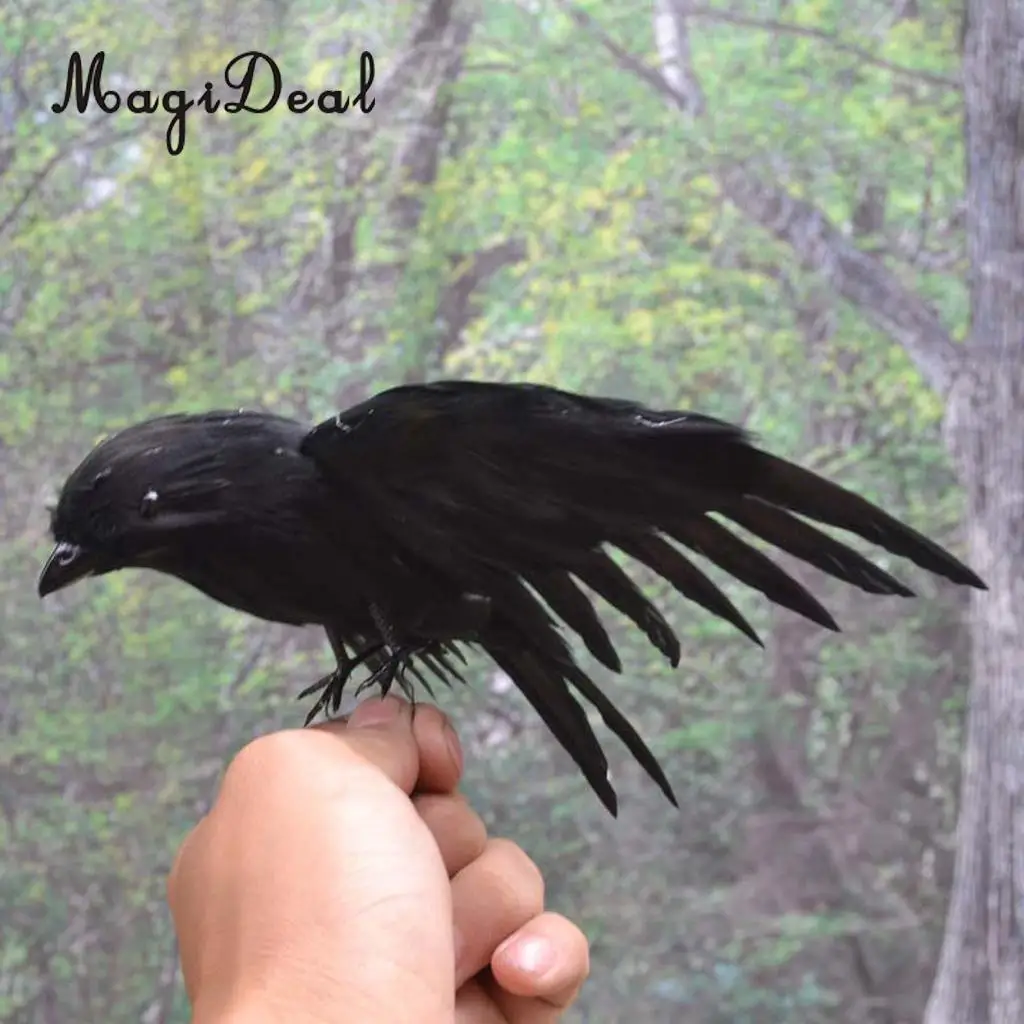Vivid Fake Artificial Birds Raven Magpie for Coffee Shop Pub Bar Home Decoration	
