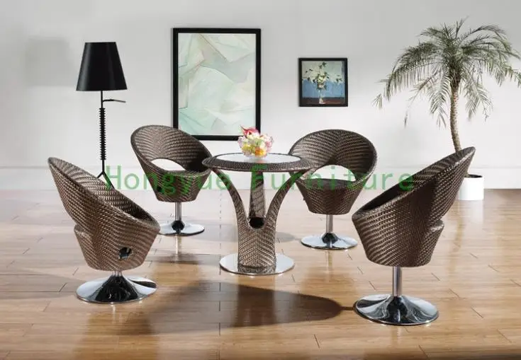 Brown rattan adjustable bar set bar furniture set