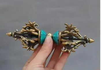 

YM 306 6" old Tibet buddhism turquoise Dorje Vajra Phurpa Dagger Vajra statue