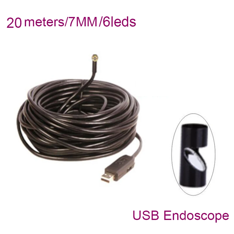 

Gakaki 7MM 20m 480P USB Industry Endoscope 6 LEDs USB Waterproof Endoscope Borescope Inspection Camera Tube Snake Usb Endoscopio