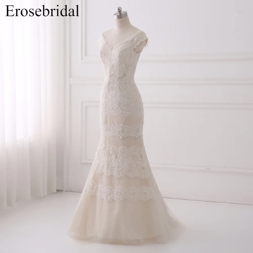 Женское платье Русалочка Erosebridal кружевное для свадьбы с коротким шлейфом модель