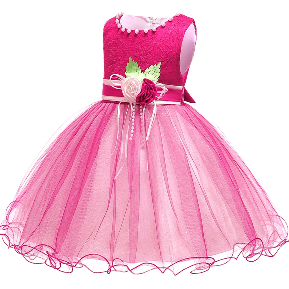 Новогоднее кружевное платье с цветочным принтом для маленьких девочек платье для новорожденных девочек 1 год Рождественская одежда для дня рождения и крещения