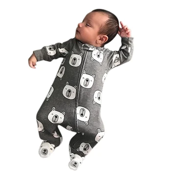 

2019 New Baby Romper Cute Cartoon Baby Winter Clothes Infant Boys Jumpers Kids Baby Zipper Outfits Clothes Baby Bear Costume