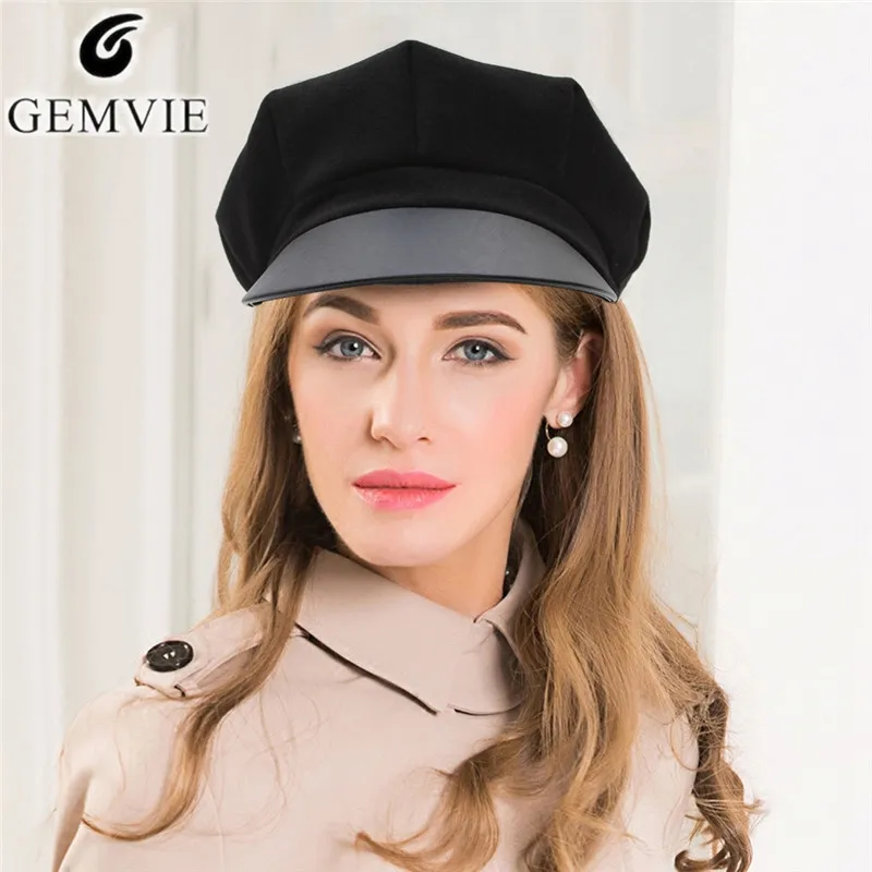 

GEMVIE Women Fashion Berets Solid Color Octagonal Cap Lady Girls Vintage Newsboy Hat Flat-top Wide Brim Painter Hat