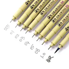 Цельнокроеное платье пигмент вкладыш чернила маркер для белой доски 0,05 0,1 0,2 0,3 0,4 0,5 0,6 0,8 различных наконечников, черная ручка эскизов кисть ручки