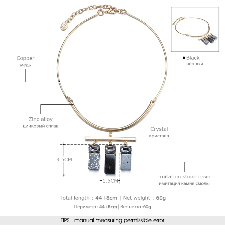 Камень геометрический ожерелье смола кристалл ожерелья металла воротник колье себе ожерелье colgantes mujer eManco
