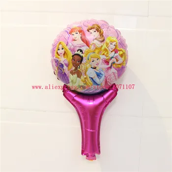 

Lucky 50pcs/lot Cartoon Princess Cheering Stick Balloon Foil Air Balloons Girl Birthday Party Wedding Decoration Inflatable Toys
