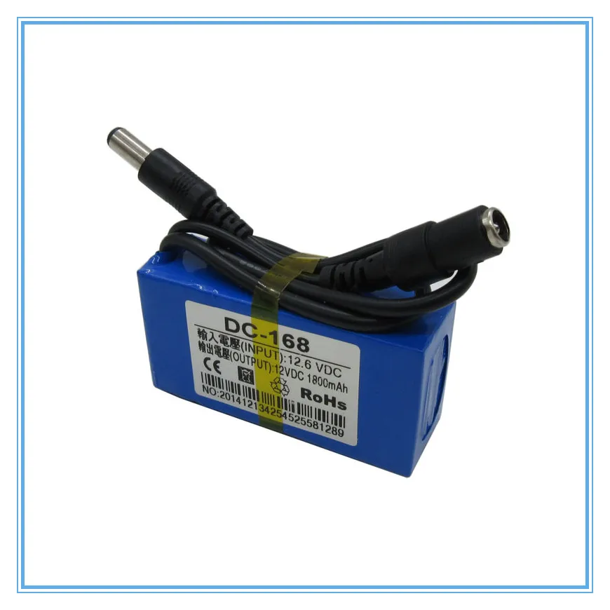 12 V перезаряжаемый переносной литий-ионный аккумулятор DC-168 DC 12 V 1800 mAh аккумулятор для беспроводного передатчика камеры видеонаблюдения 10 шт./партия