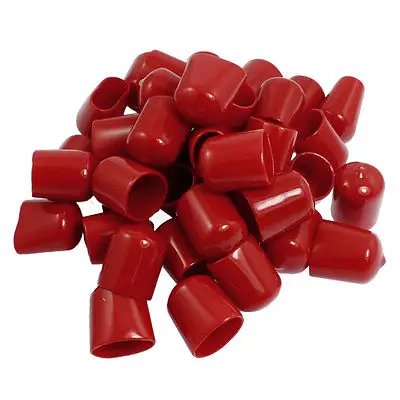 

40 Pcs 30mm Height 20mm Inner Dia Round Tip Red PVC Insulated End Caps