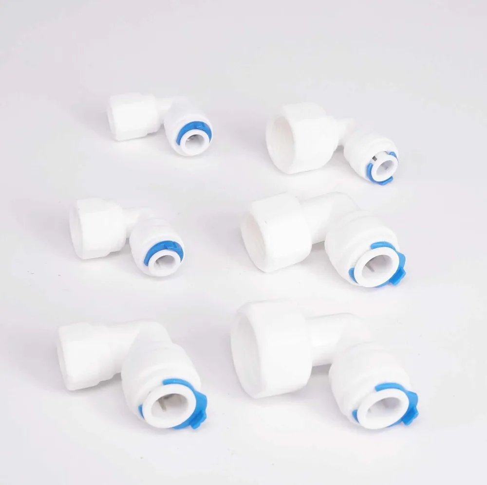 Fit for 1/4" 3/8" OD Tube 1/4" 3/8" 1/2" BSP Female Thread Elbow L Connector Fitting Aquarium Reverse Osmosis RO Water dispense