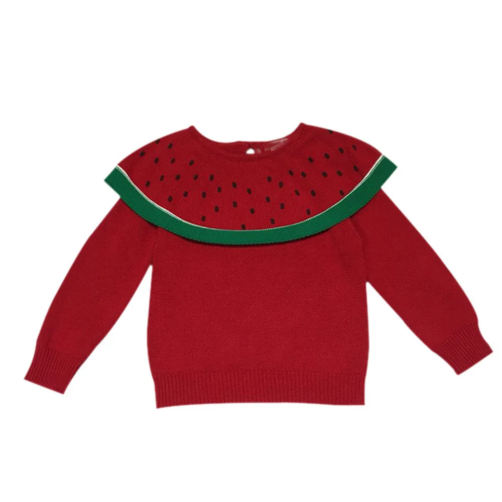 

Kids Sweater Baby Girls Boys Long Sleeve Watermelon Knitted Tops Sweaters Autumn Winter Warm Knit Pullover Jumper Sweats New