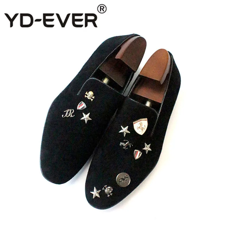 

British Style Loafers Runway Big Size Stars Party Brand Smoking Slippers Skull Italy Metal Tip European Velvet Casual Shoes Men