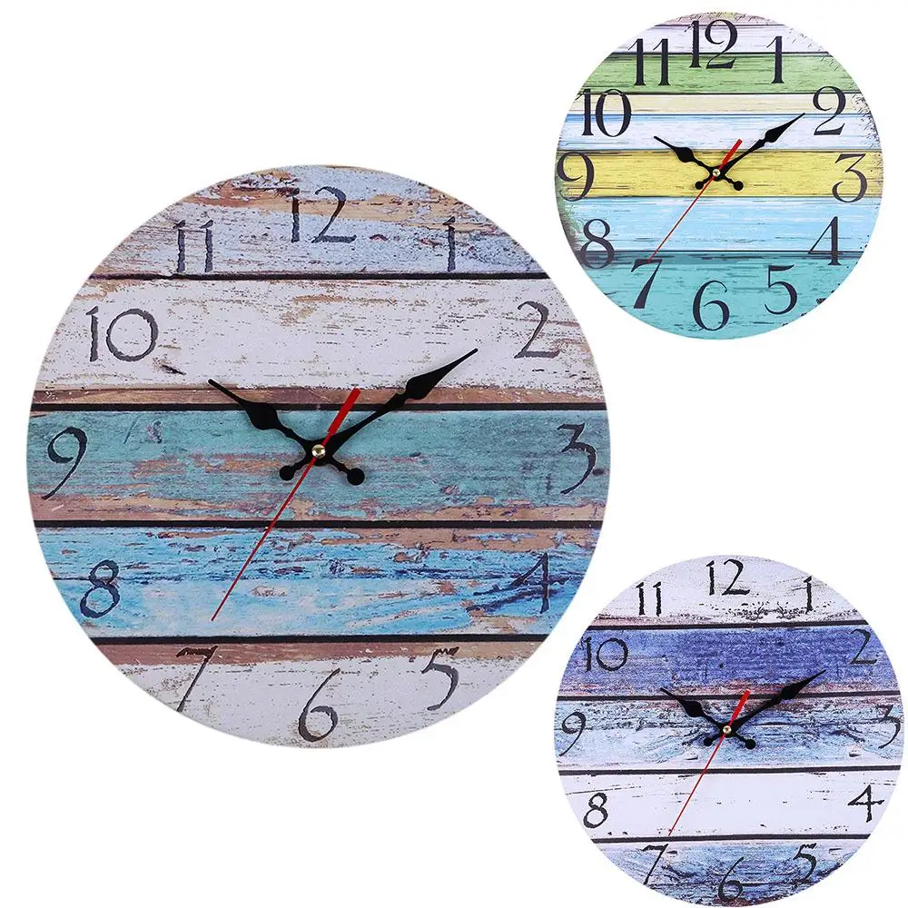 

Wooden Wall Clock Modern Design Kitchen Home Decorative 14 Inch Silent Non-Ticking Large Easy To Read Vintage for Living Room