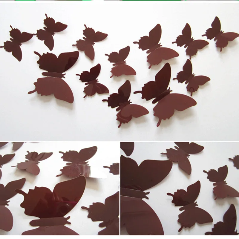 

12Pcs 3D Butterfly Mirror Baby Wall Sticker For Kids Rooms Decals DIY Vintage Flowers Wallpaper Poster Bathroom Home Decoration