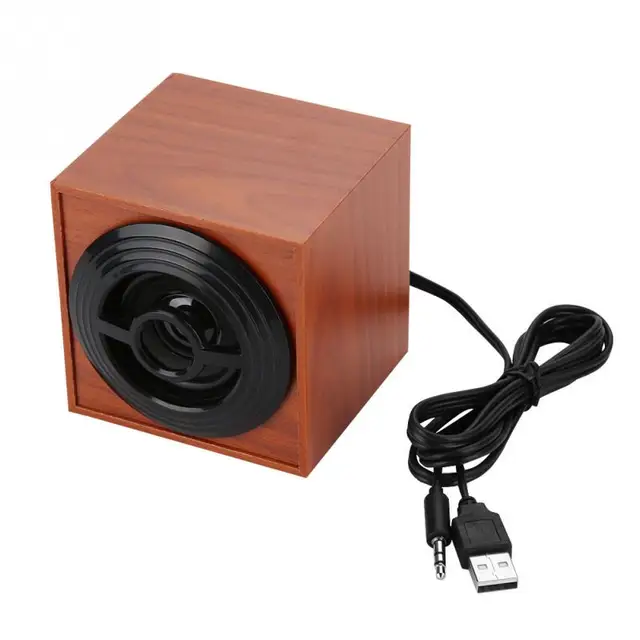 Mini Wooden USB Computer Speakers Portable Computer Subwoofer Desktop Speaker Computer Subwoofer Bass PC Speaker