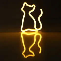 Светодиодный кошка неоновый декоративные настольные лампы моделирование лампа USB Батарея свет (продается без Батарея)