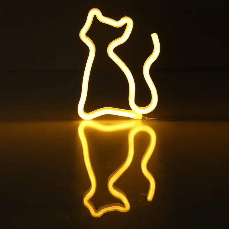 

LED cat neon decorative table lamp modeling lamp USB battery light (Sold Without Battery)