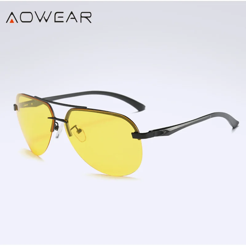 AOWEAR HD очки ночного видения Мужские поляризационные желтые солнцезащитные для