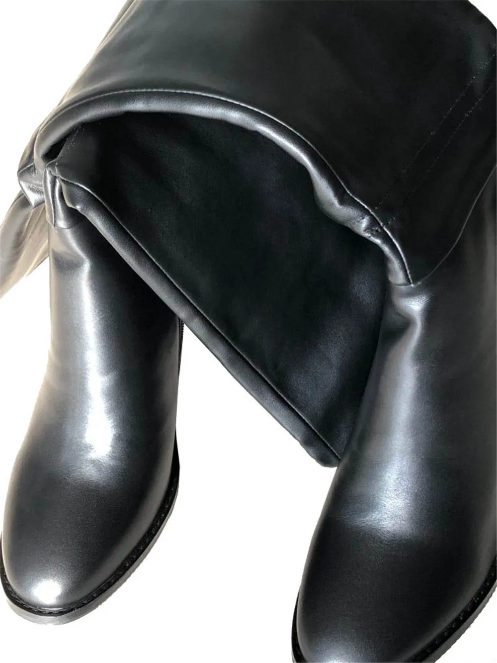 Ботфорты из натуральной кожи и искусственной кожи с круглым носком; женская обувь на высоком толстом каблуке; черные короткие плюшевые сапоги; BH02 muyisxi