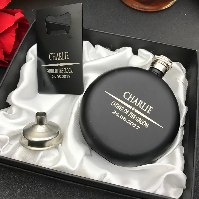 Новинка 2017 плоская фляжка с гравировкой 5 унций или набор для открывания бутылок