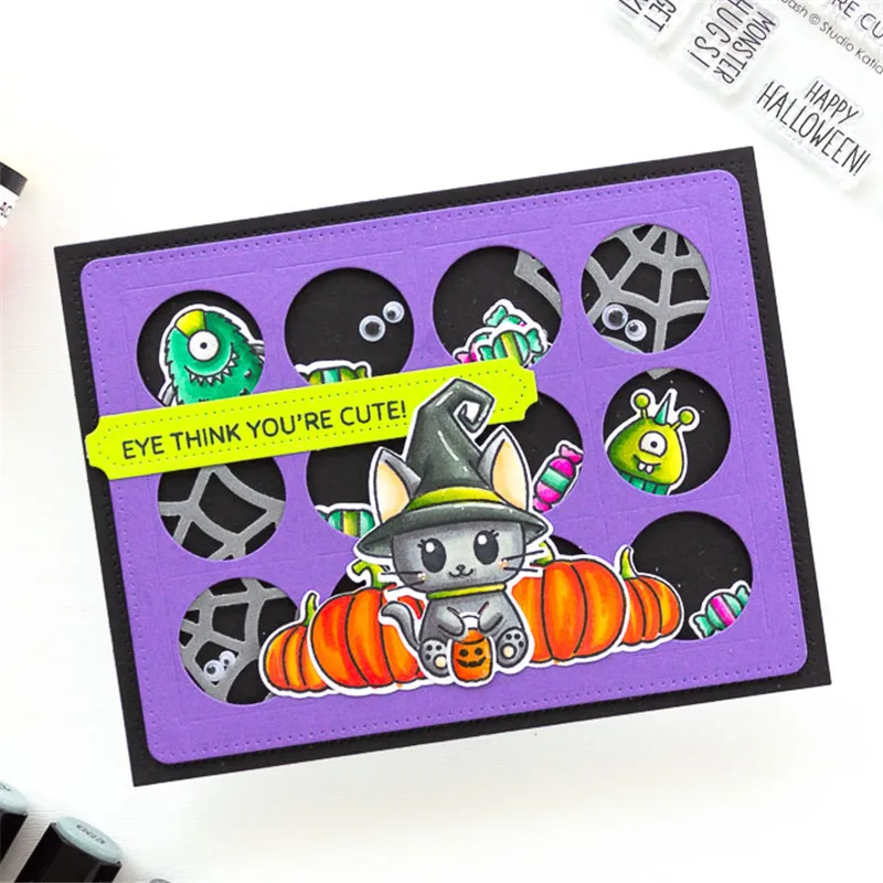 

Naifumodo Cat Stamps and Dies Metal Cutting Scrapbooking Stamps Halloween Craft Dies Pumpkin Embossing Die Cuts Card Making