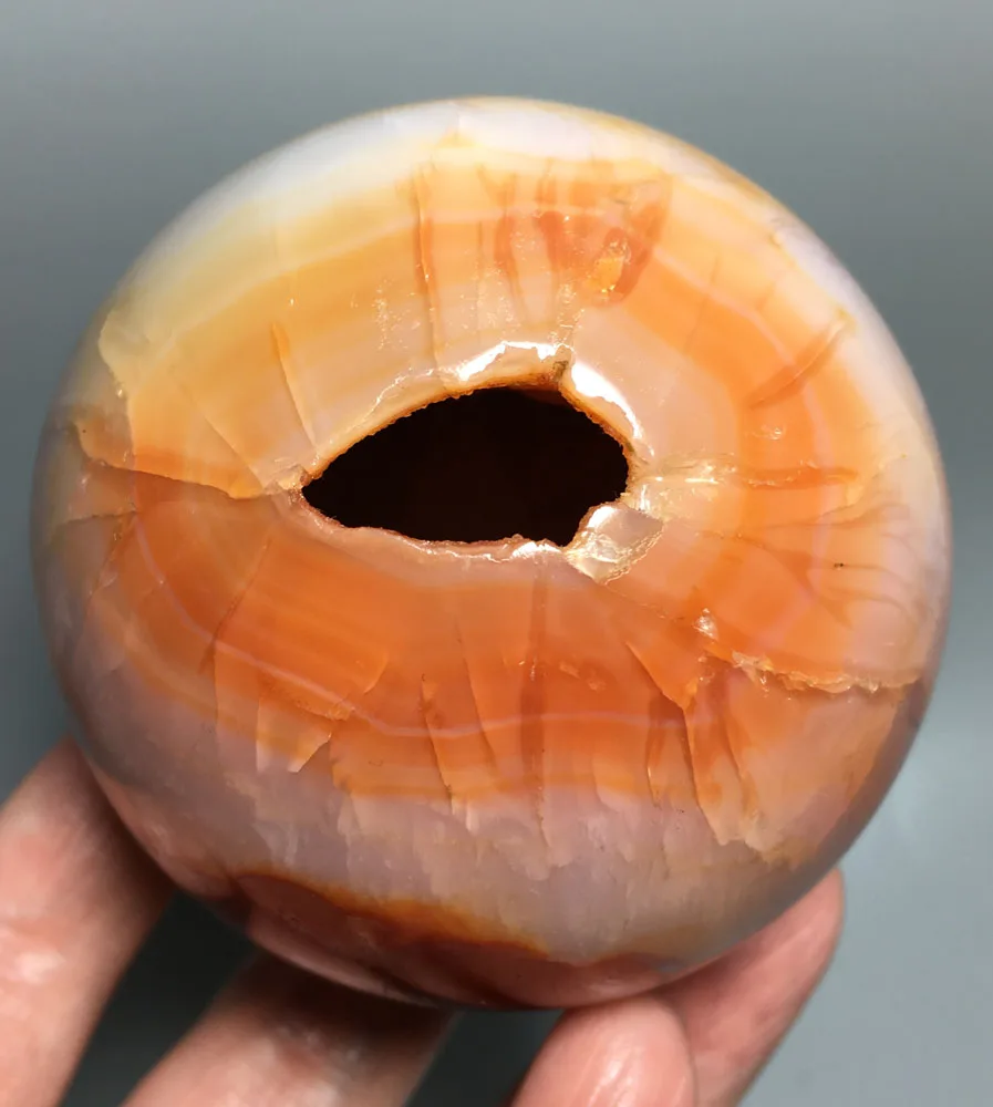 

531g Agate ball! NATURAL CARNELIAN CRYSTAL QUARTZ Healing Agate geode ball crystal stone