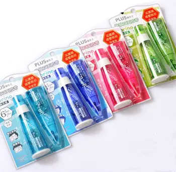 

PLUS norino lipstick type double faced tape Adhesive Tape 4/6mm*8M replaceable 1Body +1Refill Blue/Green/Pink/Light Blue Colors