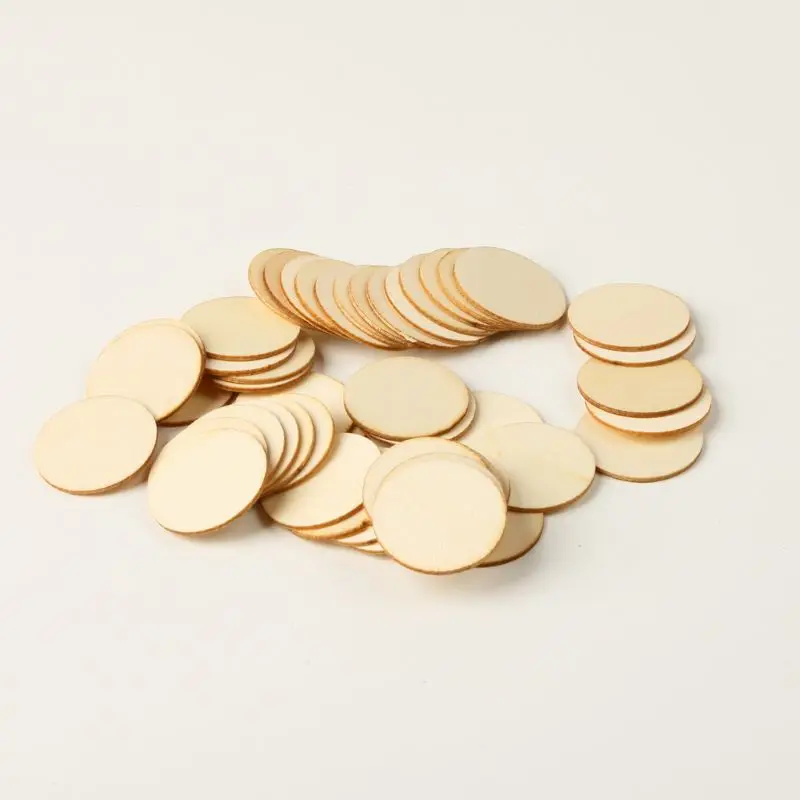 

Natural Blank Round Wood Pieces Slice 50pcs Unfinished Discs For Crafts Centerpieces Wooden DIY Christmas Ornaments