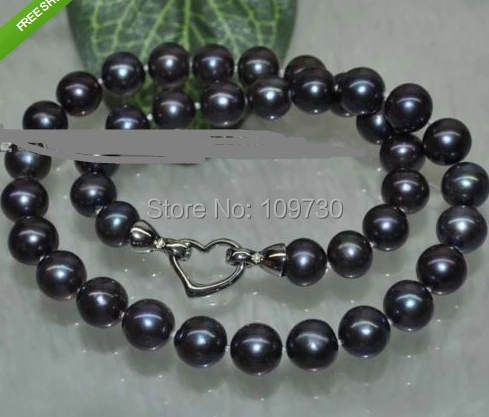 

Jewelr 003561 AA+ 10.5-11MM Round Black Fresh water Pearl Necklace