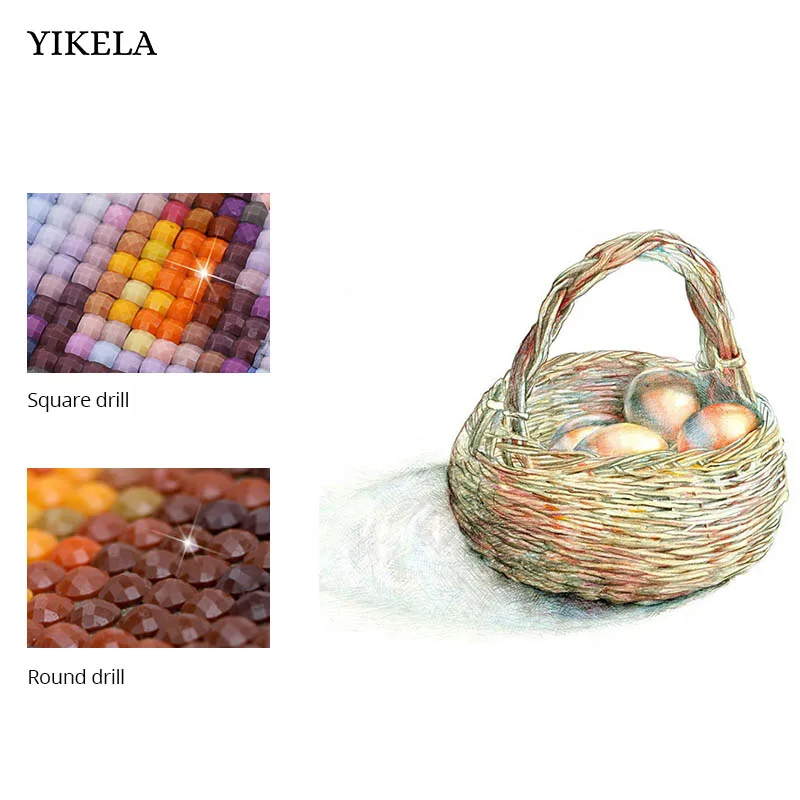 

Easter Basket Egg DIY Diamond Painting Resin Square 5D Diamond Embroidery Cross Stitch Needlework Kids Handmade Hobbies