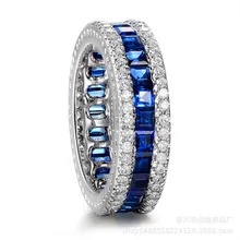 Роскошное женское Кристальное синее кольцо из камней правильной геометрической формы, большое великолепное кольцо из серебра 925 пробы, обручальное кольцо, кольца для помолвки для женщин