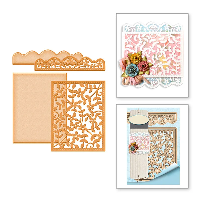 

GJCrafts Hollow Frame Dies Scrapbooking Metal Cutting Leaf Background Craft Die Card Making Diecuts Cover DIY Embossing New