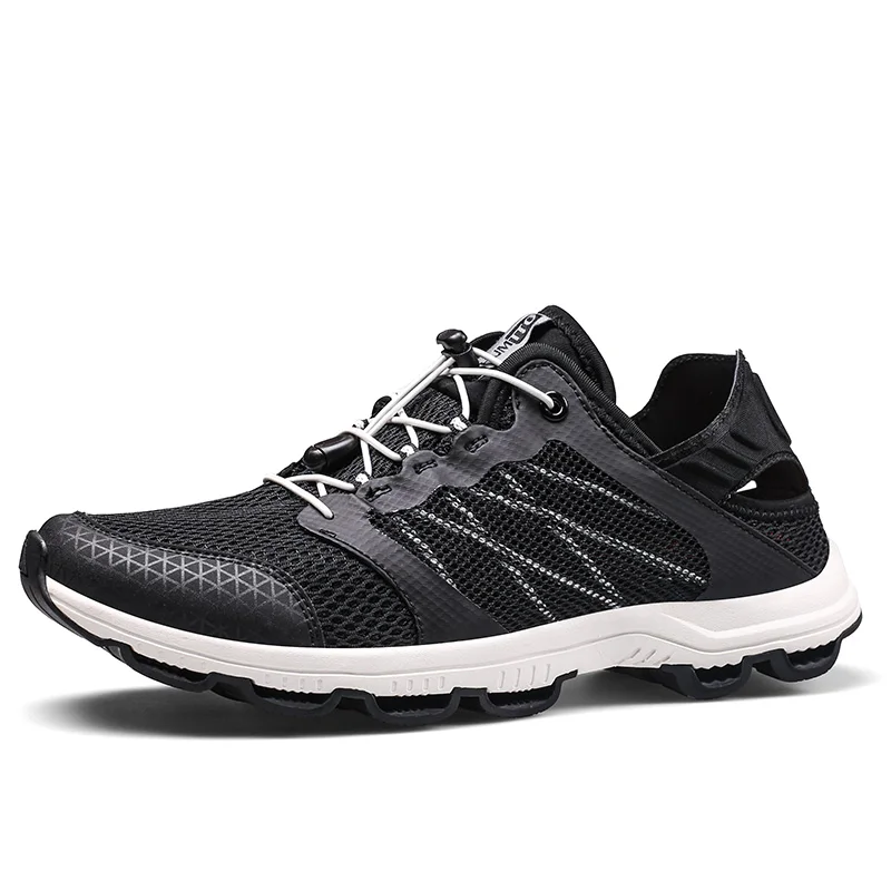 Нескользящая Мужская обувь для бега, светильник, уличная амортизация, спортивная обувь, марафон, профессиональные дышащие кроссовки - Цвет: Black White