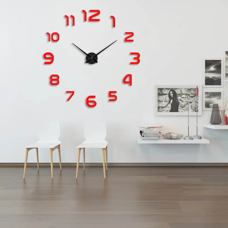 Благословение креативные часы арабские цифровые часы 3d акриловое металлическое зеркало DIY современный дизайн настенные часы-Наклейка