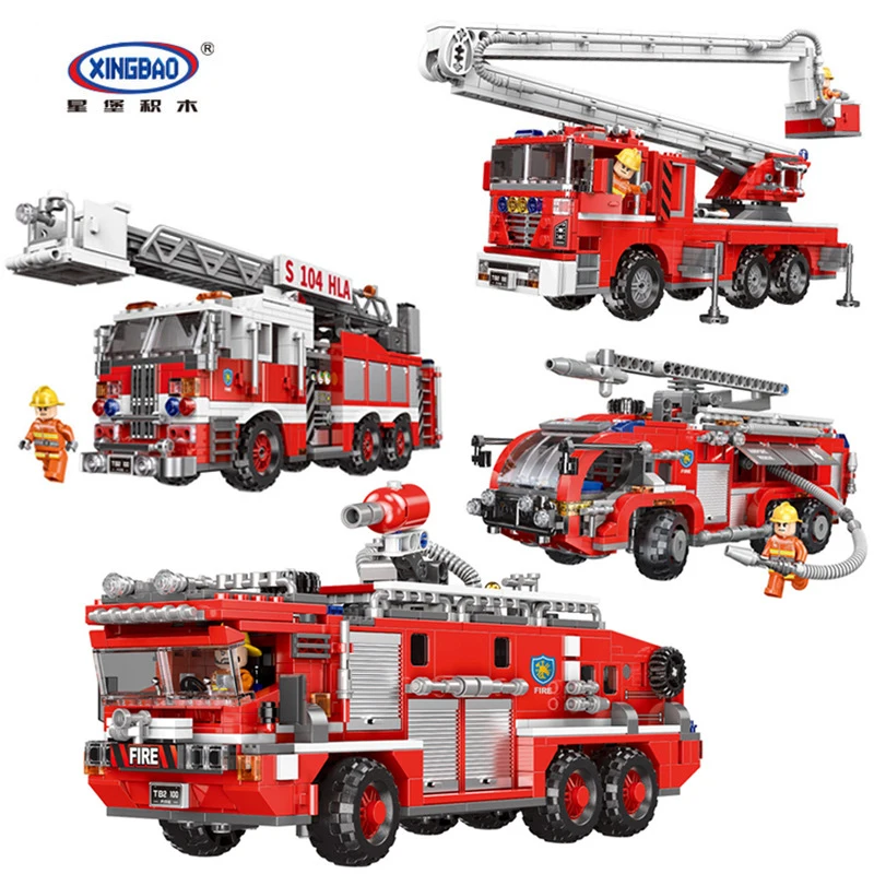 

Technic Xingbao 03028 03029 03030 03031 City Fire Truck The Rescue Vehicle Sets Building Ladder Blocks Compatible MOC