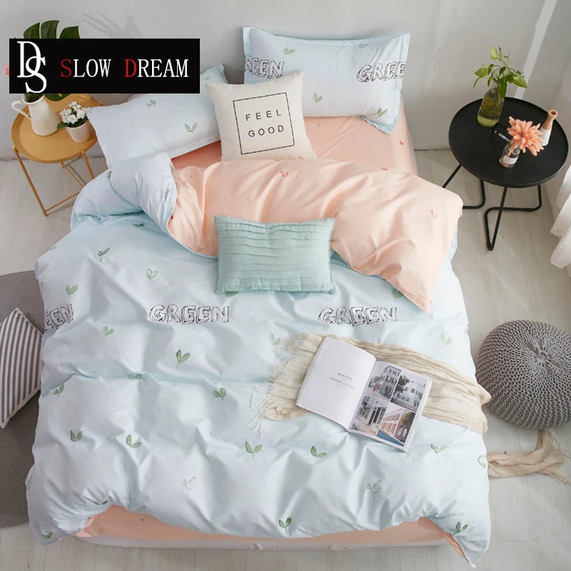 

SLOWDREAM Bedding Set 3PCS/4PCS Nordic Duvet Cover Sheet Pillowcase Double Bedspread Underwear Sheet Adult Child Bed Linen Set