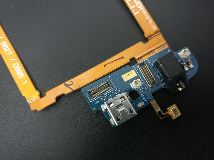 original Flat Cable for LG G2 D802 G2 D805 headphone connector charge connector microphone with components used tested 