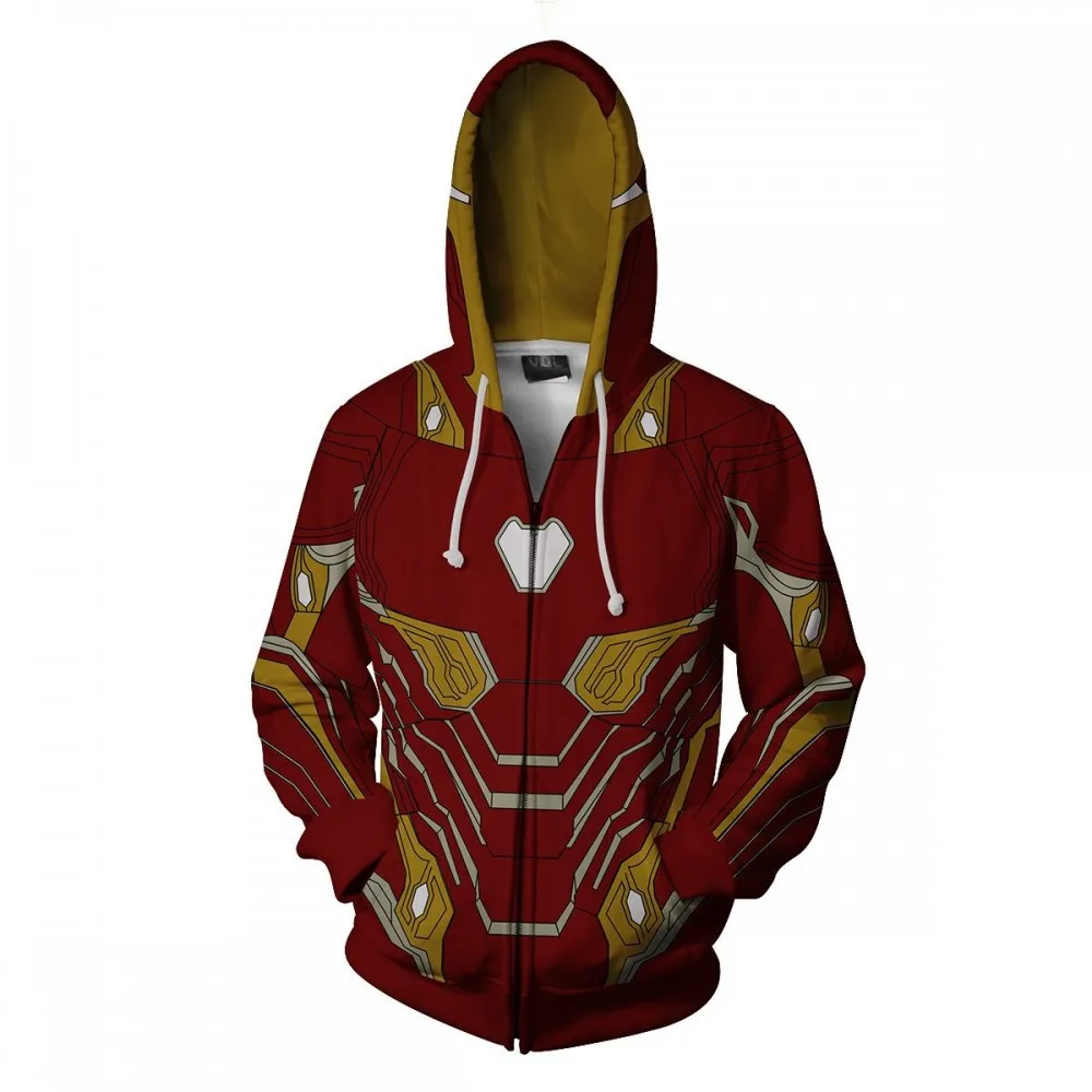 

Marvel Avengers Deadpool Iron Man Jacket Men 3D Zipper Hoodie Casual Sweatshirt Jumper Outwear Pocket Jackets Hip Hop Male Tops