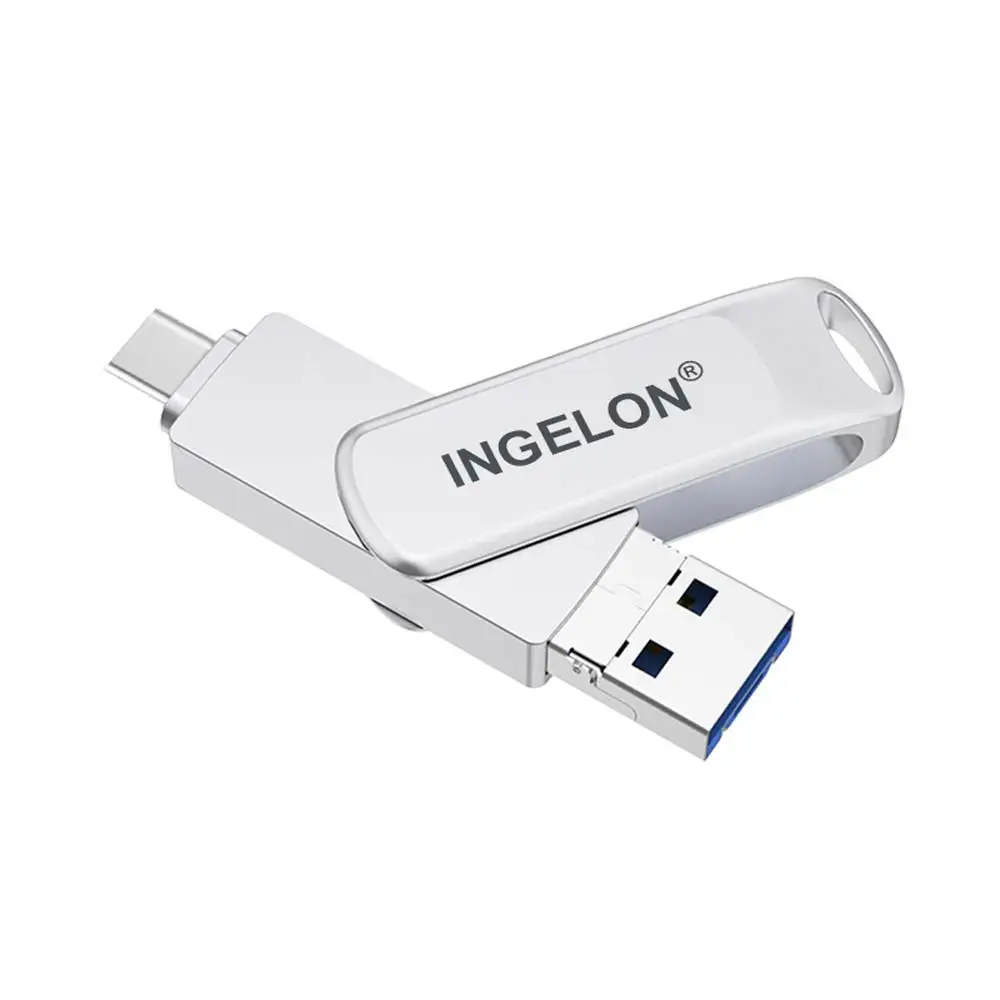 Ingelon USB Flash 3,0 32 Гб 64 Гб 128 ГБ tipo c OTG microUSB cle вращающийся металлический диск на ключ DJ индивидуальный логотип OEM Pendrive