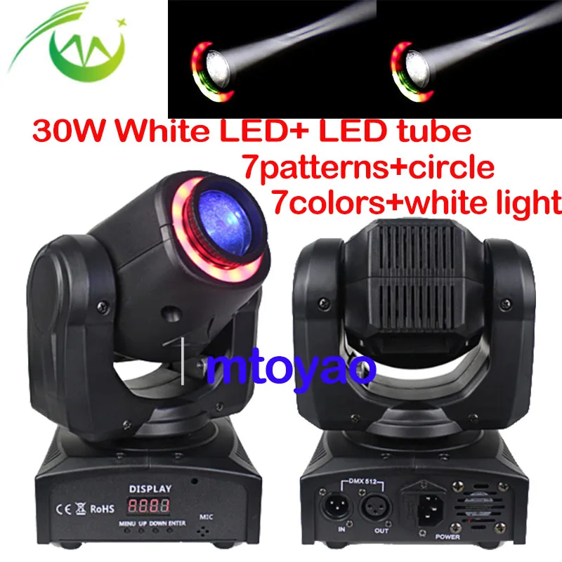 

Aperture 30w LED Spot Light 1*30W White led +LED tube Moving Head Beam Light Mini Moving Head Spot DJ Wash Party Disco Lightings