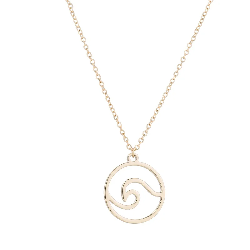 Jisensp Stainless Steel Wave Necklace Pendant Beach Surfer Jewelry for Women Ocean Wave Charm Choker Necklaces Collar - Окраска металла: gold necklace