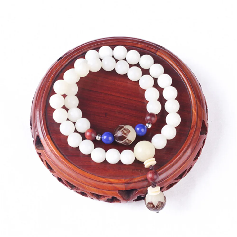 Новый модный браслет из натурального белого корня Бодхи один круг DIY Mala Beads