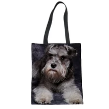 FORUDESIGNS Schnauzer печатная Холщовая Сумка на плечо складная сумка для покупок большая пляжная дорожная многоразовая сумка-Органайзер для хранения
