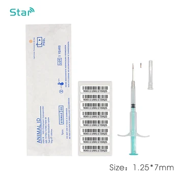 마이크로칩 RFID 주사기, 개 애완 동물 돼지 동물 ID 인젝터, 134.2kHz ISO FDX-B 주입 칩 트랜스폰더, 1.25x7mm, 10 개