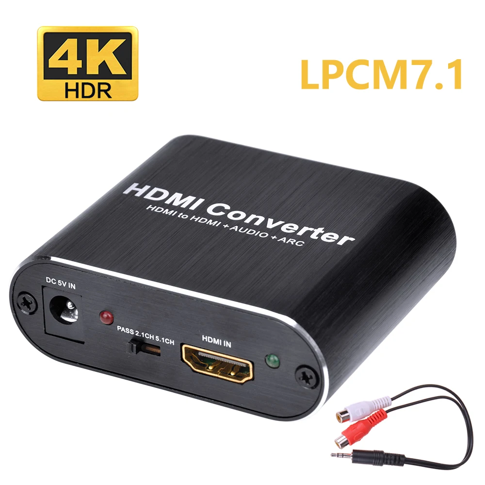 4K 60Hz HDMI Audio Extractor Splitter with ARC 5.1 CH To Support Optical TOSLINK SPDIF+R/L 3.5mm Stereo | Электроника