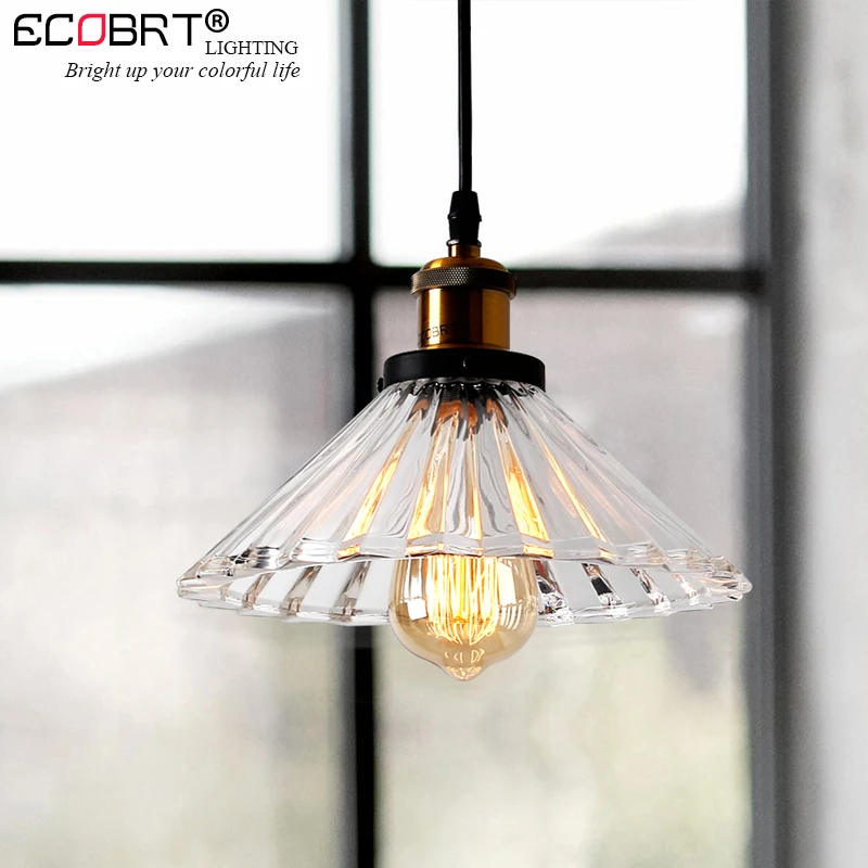 ECOBRT 1 Head винтажные подвесные светильники из прозрачного стекла абажур Лофт лампы