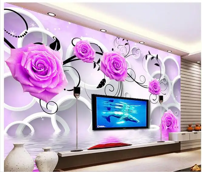 

3d wallpaper custom 3d tv wallpaper murals 3 d TV wallpaper 3 d home decor stereo TV setting wall reflection rose home wallpaper