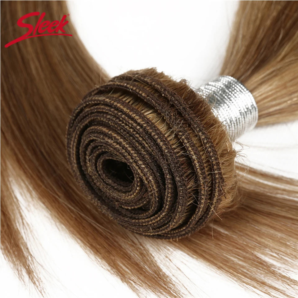Sleek Virgin One Piece Honey Blonde P27/613 P10/16 Double Drawn Brazilian Mink Silky Straight Remy Human Hair Weave Bundles