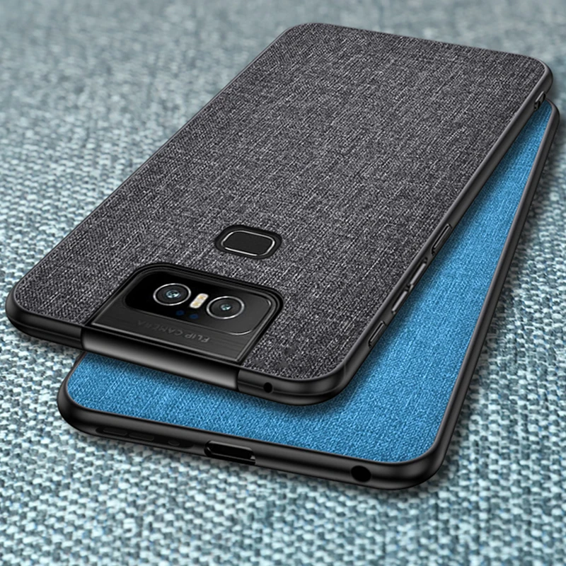 

Luxury Cloth Fabric Case for Asus Zenfone 6 ZS630KL Leather Soft TPU Frame Hard PC Cover Case for Zenfone 6 2019 Shockproof Case