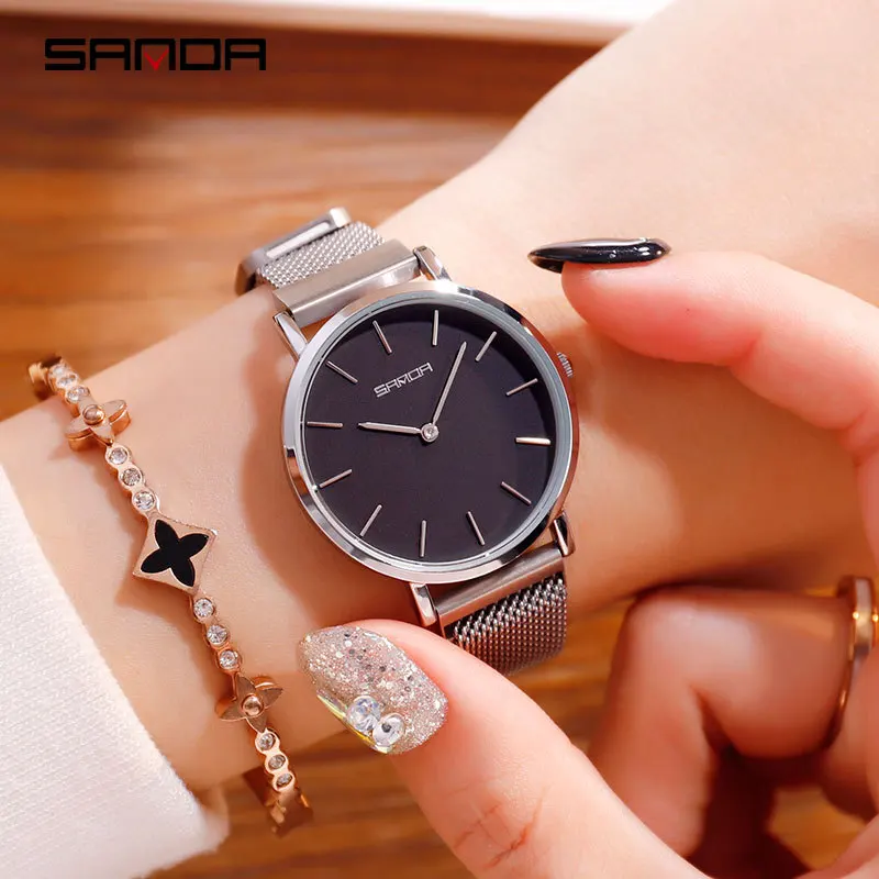

Silver Montre Femme Fashion Watch Women Luxury Brand Ladies Dress Wrist Watches Magnet Mesh Steel Waterproof Clock Women